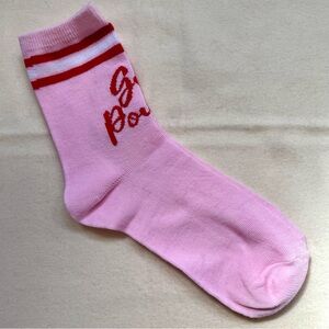 Le Bon Shoppe Girl Power Crew Socks Pink Red Stripe Retro Sport 6–9